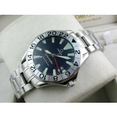 Omega Seamaster Swiss 2824 Mens Automatic Blue Dial Triangle Numeral Markers