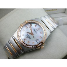 Omega Constellation Chronometer Swiss 2824 Ladies Automatic White Dial Diamond Bezel