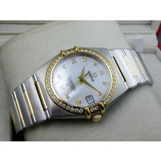 Omega Constellation Chronometer Swiss 2824 Ladies Automatic White Dial Diamond Bezel