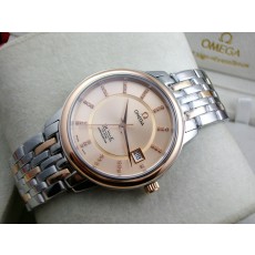 Omega De Ville Swiss 2824 Mens Automatic Rose Gold Dial Diamond Stick Markers Rose Gold