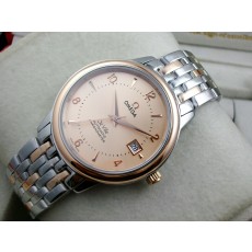 Omega De Ville Swiss 2824 Mens Automatic Rose Gold Dial Numeral Markers Rose Gold