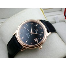 Omega De Ville Swiss 2824 Mens Automatic Black Dial Numeral Markers Rose Gold