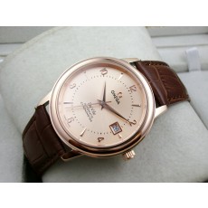 Omega De Ville Swiss 2824 Mens Automatic Rose Gold Dial Numeral Markers Rose Gold