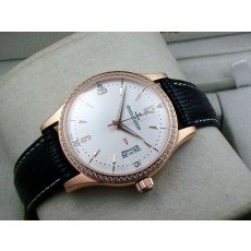 Jaeger LeCoultre Swiss 2824 Automatic White Dial Diamond Bezel Rose Gold