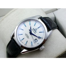 Omega Seamaster Swiss 2824 Mens Automatic White Dial Blue Triangle Markers