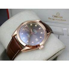 Omega Seamaster Swiss 2824 Mens Automatic Brown Dial Diamond Markers