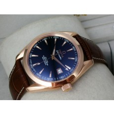 Omega Seamaster Swiss 2824 Mens Automatic Rose Gold Blue Dial