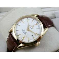 Omega Seamaster Swiss 2824 Mens Automatic White Dial Stick Markers Gold