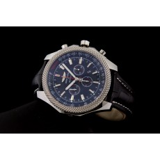 Breitling Bentley Swiss 7750 Mens Automatic Blue Dial Black Leather Strap