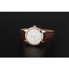 Vacheron Constantin Patrimony Swiss 2824 Automatic White Dial Stick Markers Diamond Bezel Rose Gold