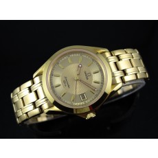 Omega Seamaster Swiss 2824 Mens Automatic Gold Dial Stick Markers