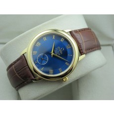 Omega De Ville Swiss 2824 Mens Automatic Blue Dial Sub-Dial Roman Markers Gold