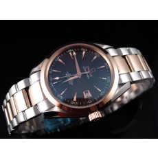 Omega Seamaster Swiss 2824 Mens Automatic Black Dial  Triangle Markers Rose Gold
