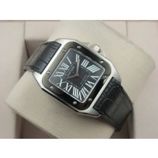 Cartier Santos Black Bezel Swiss ETA 2824 Automatic Watch-Black Dial