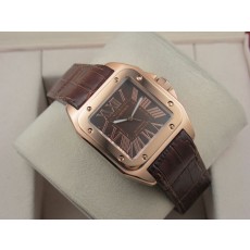 Cartier Santos Swiss ETA 2824 Automatic Watch Brown Strap 