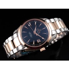 Omega Seamaster Swiss 2824 Mens Automatic Black Dial Triangle Markers Rose Gold