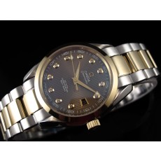 Omega Seamaster Swiss 2824 Mens Automatic Black Dial Diamond Markers Gold