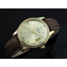 Jaeger LeCoultre Swiss 2824 Automatic Gold Dial Diamond Bezel