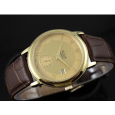 Omega De Ville Swiss 2824 Mens Automatic Gold Dial Sub-Dial Roman Markers Gold