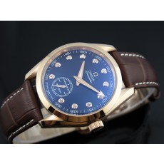 Omega Seamaster Swiss 2824 Mens Automatic Blue Dial Sub-Dial Diamond Markers Rose Gold