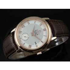 Omega De Ville Swiss 2824 Mens Automatic White Dial Sub-Dial Roman Markers Rose Gold