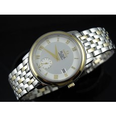 Omega De Ville Swiss 2824 Mens Automatic White Dial Sub-Dial Roman Markers Gold