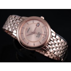 Omega De Ville Swiss 2824 Mens Automatic Rose Gold Dial Stick Markers Rose Gold