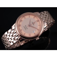 Omega De Ville Swiss 2824 Mens Automatic Rose Gold Dial Roman Markers Rose Gold