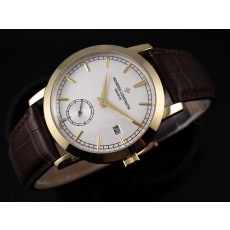 Vacheron Constantin Patrimony Swiss 2824 Automatic White Dial Sub-Dial Stick Markers Gold