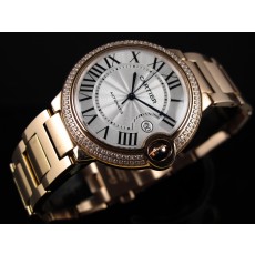 Cartier Ballon Bleu 42MM Swiss Automatic Mens Rose Gold Diamonds Bezel L09