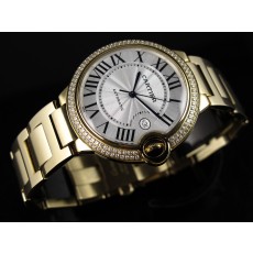 Cartier Ballon Bleu 42MM Swiss Automatic Mens Yellow Gold Diamonds Bezel L10