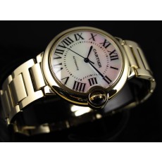 Cartier Ballon Bleu 36MM Pink Dial Swiss Automatic Women Watch Yellow Gold M11