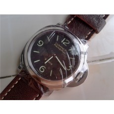 Luminor 8 Days Black Dial Panerai Handwound Watch Dark Brown Strap