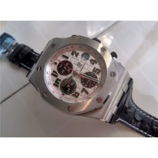 Royal Oak Offshore 42mm White Dial Automatic Audemars Piguet Chronograph Black Leather