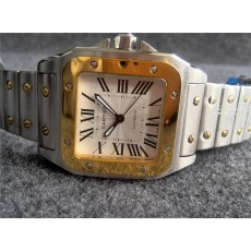 Cartier Santos Two Tone Automatic Watch Gold Bezel