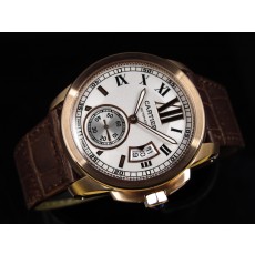 Cartier Calibre De Cartier Swiss 2824 Automatic White Dial Roman Numeral Markers Rose Gold