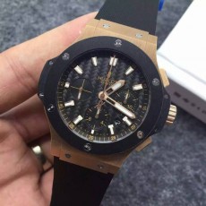 Hublot Big Bang Black Dial Chronograph Rose Gold Case Black Rubber Strap