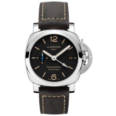 Panerai Luminor GMT Swiss Automatic Watch-Black Checkered Dial-Leather Bracelet PAM01535