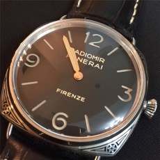 Panerai Radiomir Firenze PAM604 Swiss Automatic Watch-Stick Hour Markers Black Dial-Black Leather Strap