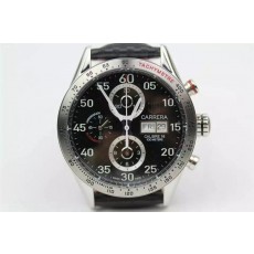 Tag Heuer Carrera Swiss Chronograph-Black Calfskin Bracelet