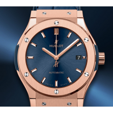 Classic Fusion Blue Dial Hublot Swiss Automatic Leather Strap