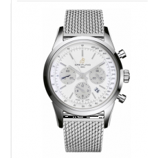 Breitling Transocean Chronograph Silver-white Dial Steel Bracelet