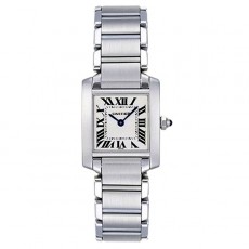 Cartier TANK W51008Q3 Ladies Quartz Silver White Swiss ETA Quartz