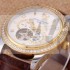 Patek Philippe Grand Complication Skeleton Automatic Swiss Genuine Leather Strap Diamond Bezel 