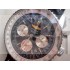 Navitimer Black Dial Silver Ring Breitling Chronograph Black Leather Bracelet