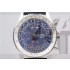 Breitling Montbrilliant Datora-Blue Dial with Stick Numeral Markers-Black Leather Bracelet