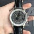 Breitling Navitimer Swiss 7750 Chronograph-Full Black Dial with Stick Markers-Black Leather Bracelet